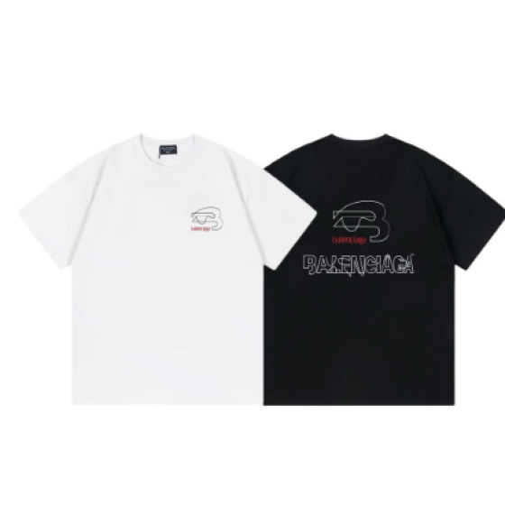2025 Balenciaga Line Print Short-Sleeve T-Shirt